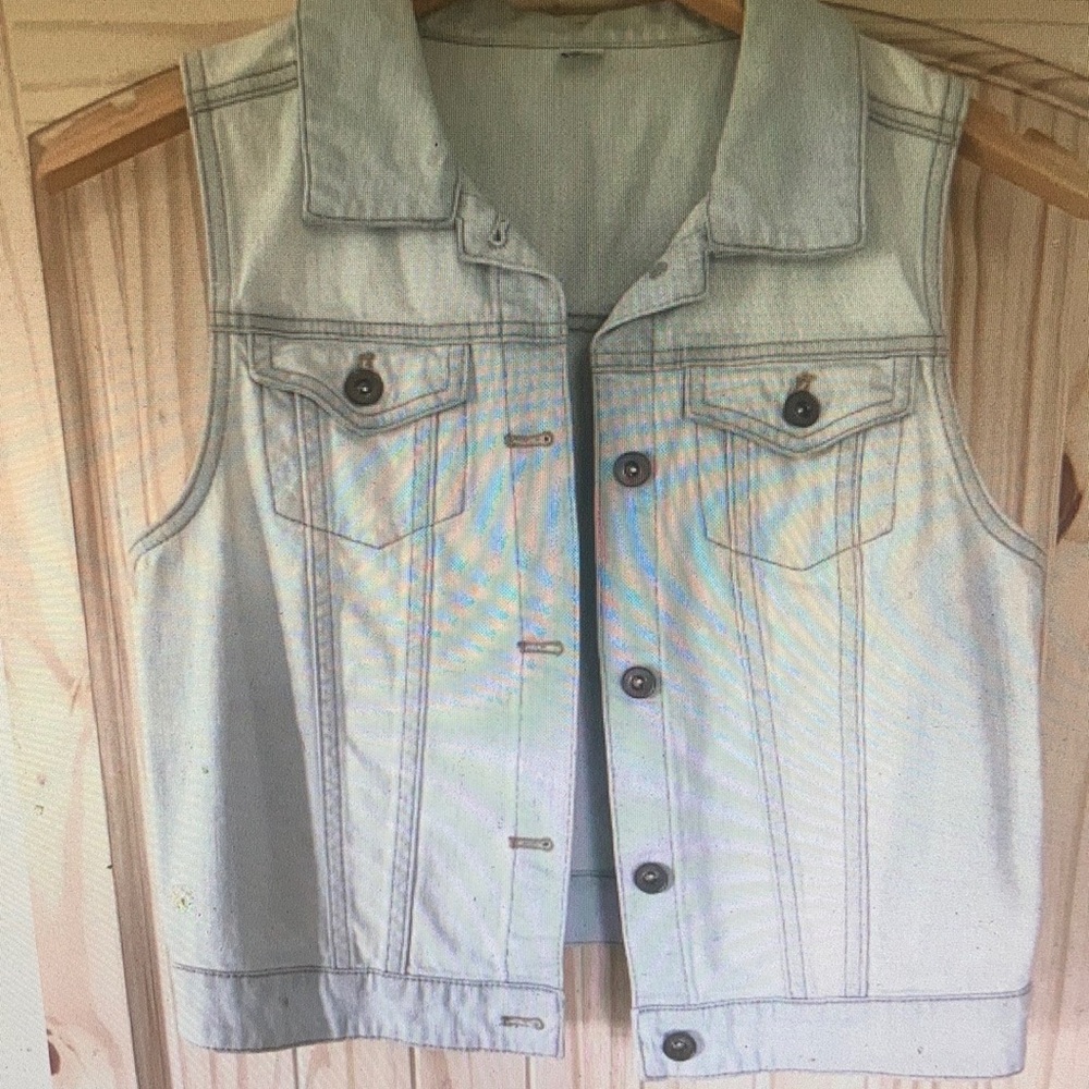 Y2K Western Streetwear Denim Vest Jean Jacket. Nordstrom BP Light Wash size M